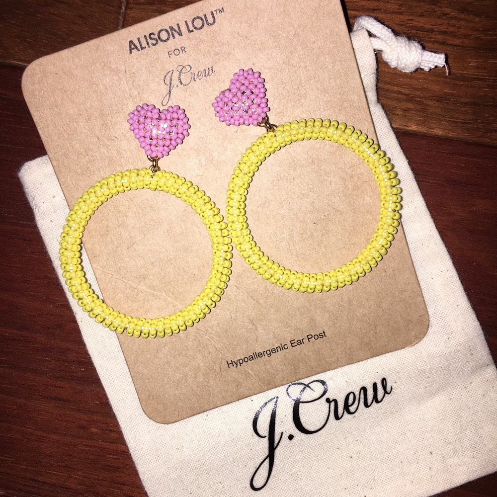 Beaded Heart Drop Hoop Earrings 💗✨